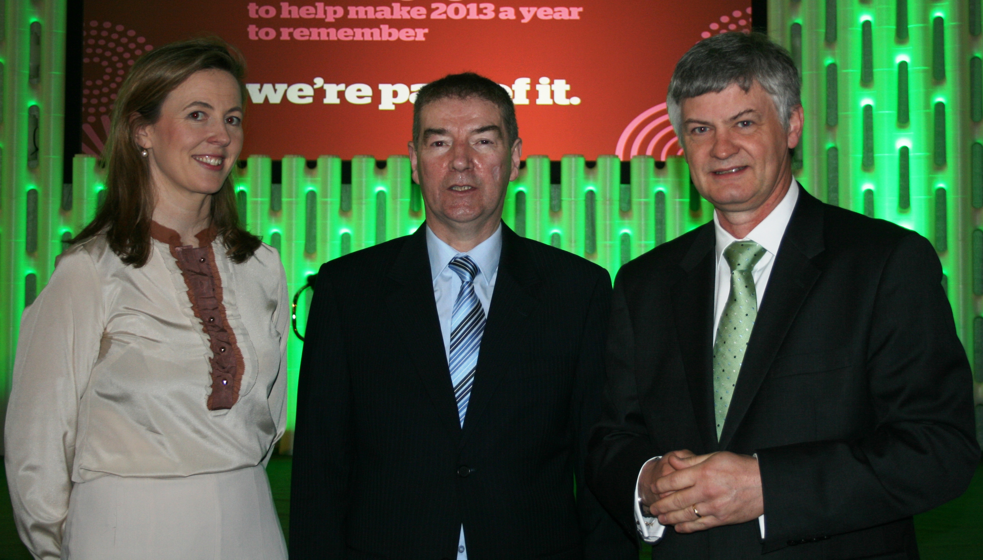 Adrian Gallagher with Shaun Quinn CEO Fáilte Ireland and Monica Mac Laverty Manager Overseas of The Gathering Launch in Dublin Castle